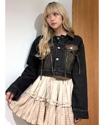 CALNAMUR | フェイクレザースウィッチングデニムジャケット(デニムジャケット)