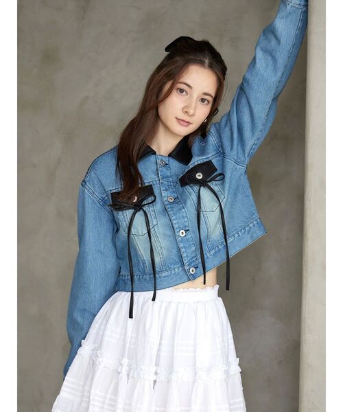 CALNAMUR（カルナムール）の「フェイクレザースウィッチングデニムジャケット（デニムジャケット・レディース・ブラック/ブルー・FREE）」の17枚目の写真