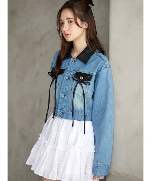 CALNAMUR（カルナムール）の「フェイクレザースウィッチングデニムジャケット（デニムジャケット・レディース・ブラック/ブルー・FREE）」の18枚目の写真