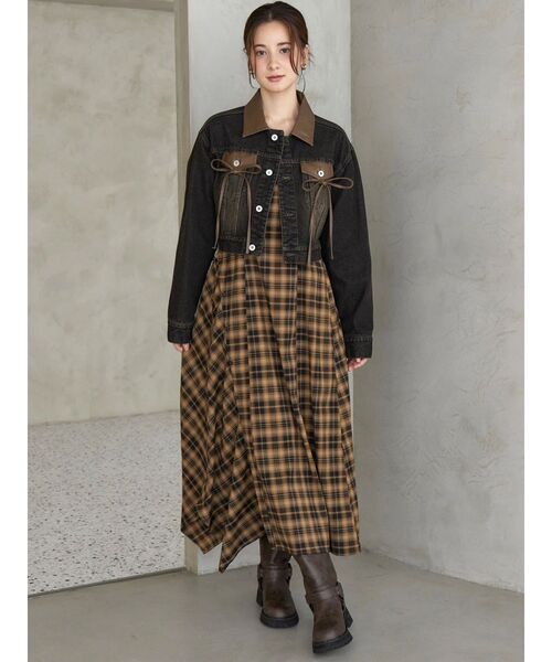 CALNAMUR（カルナムール）の「フェイクレザースウィッチングデニムジャケット（デニムジャケット・レディース・ブラック/ブルー・FREE）」の19枚目の写真