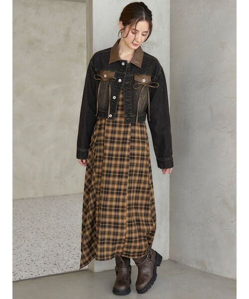 CALNAMUR（カルナムール）の「フェイクレザースウィッチングデニムジャケット（デニムジャケット・レディース・ブラック/ブルー・FREE）」の20枚目の写真