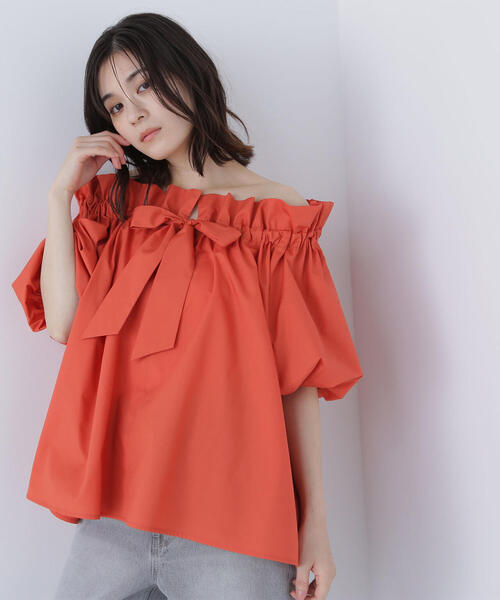 「N.（N. Natural Beauty Basic）」 7分袖シャツ MEDIUM オレンジ レディース 配色ボタンシャツワンピース | N. Natural Beauty Basic*（エヌ