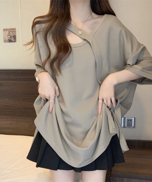 セール】ネックストラップ オーバーサイズ シルエット Tシャツ