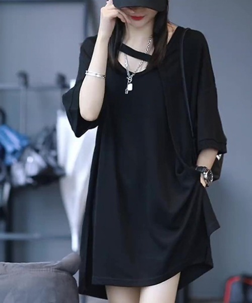 セール】ネックストラップ オーバーサイズ シルエット Tシャツ