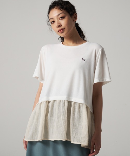 Eddie Bauer(エディーバウアー)の「ドッキング フレア Tシャツ(Tシャツ/カットソー・レディース・ブラック/ホワイト・S/M/L/XL)」の1枚目の写真