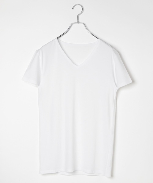 GLOBAL WORK(グローバルワーク)の「やわらかストレッチインナーVネックTシャツ/Fffit エフィット/494505(Tシャツ/カットソー・メンズ・ホワイト/ブラック/ライトベージュ・SMALL/LARGE/X-LARGE/MEDIUM)」の2枚目の写真