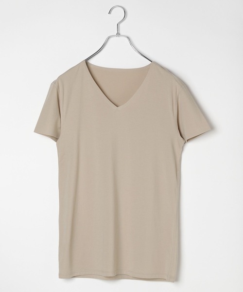 GLOBAL WORK(グローバルワーク)の「やわらかストレッチインナーVネックTシャツ/Fffit エフィット/494505(Tシャツ/カットソー・メンズ・ホワイト/ブラック/ライトベージュ・SMALL/LARGE/X-LARGE/MEDIUM)」の1枚目の写真