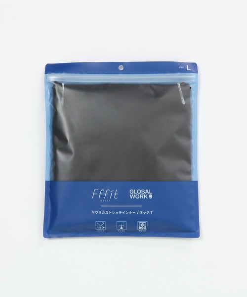 GLOBAL WORK(グローバルワーク)の「やわらかストレッチインナーVネックTシャツ/Fffit エフィット/494505(Tシャツ/カットソー・メンズ・ホワイト/ブラック/ライトベージュ・SMALL/LARGE/X-LARGE/MEDIUM)」の5枚目の写真