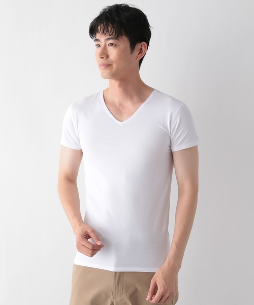 セール】やわらかストレッチインナーVネックTシャツ/Fffit