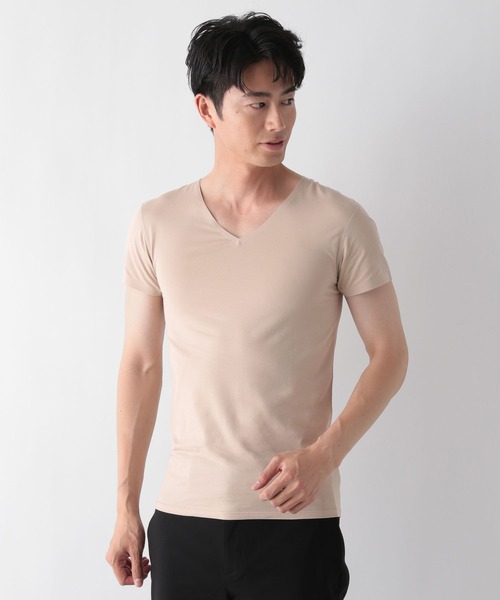 GLOBAL WORK(グローバルワーク)の「やわらかストレッチインナーVネックTシャツ/Fffit エフィット/494505(Tシャツ/カットソー・メンズ・ホワイト/ブラック/ライトベージュ・SMALL/LARGE/X-LARGE/MEDIUM)」の10枚目の写真