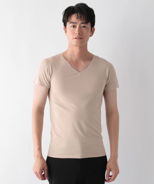 GLOBAL WORK(グローバルワーク)の「やわらかストレッチインナーVネックTシャツ/Fffit エフィット/494505(Tシャツ/カットソー・メンズ・ホワイト/ブラック/ライトベージュ・SMALL/LARGE/X-LARGE/MEDIUM)」の11枚目の写真