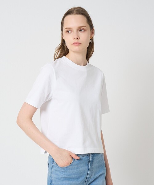 ANAYI(アナイ)の「【Saori Oyamada × SLOANE × ANAYI】コットン天竺コンパクトTシャツ(Tシャツ/カットソー・レディース・ブラック系その他/ホワイト/ブラウン・36/38)」の6枚目の写真