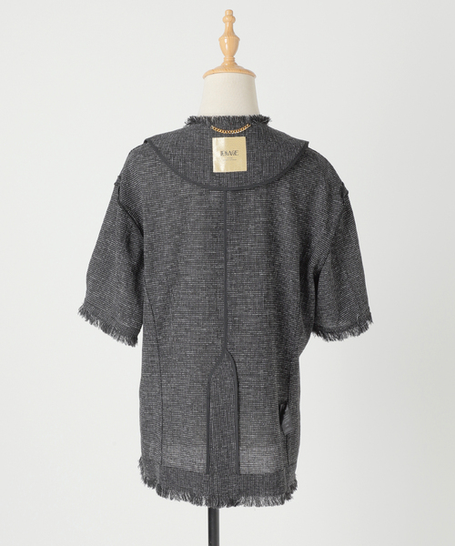 INED フレンチスリーブジャケット　ブラック　9号　ショート　ジレ INED フレンチスリーブジャケット ブラック 9号 ショート ジレ