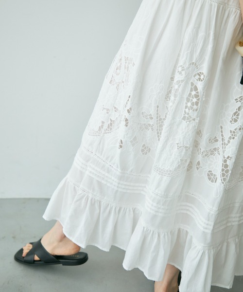 Trish（トリッシュ）の「カットワークレースギャザースカート（スカート・レディース・ホワイト・FREE）」の6枚目の写真