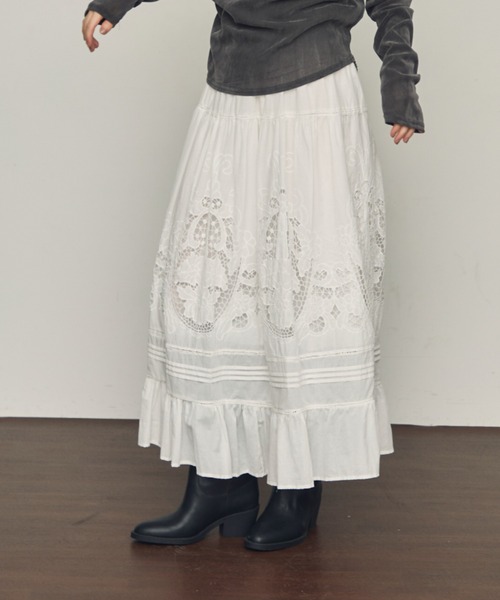 Trish（トリッシュ）の「カットワークレースギャザースカート（スカート・レディース・ホワイト・FREE）」の20枚目の写真