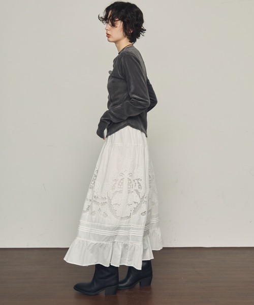 Trish（トリッシュ）の「カットワークレースギャザースカート（スカート・レディース・ホワイト・FREE）」の11枚目の写真