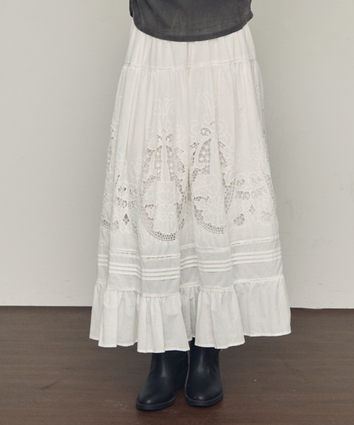 Trish（トリッシュ）の「カットワークレースギャザースカート（スカート・レディース・ホワイト・FREE）」の21枚目の写真