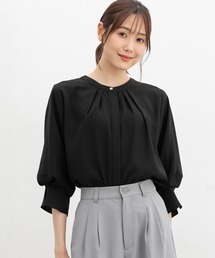 ７分袖バンドカラーブラウス