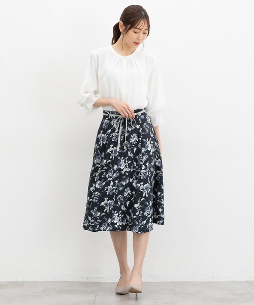 Honeys(ハニーズ)の「7分袖バンドカラーブラウス(シャツ/ブラウス・レディース・ブラック/ブラウン/ホワイト/ボルドー/ライトグレー・L/LL/M/S/3L)」の7枚目の写真