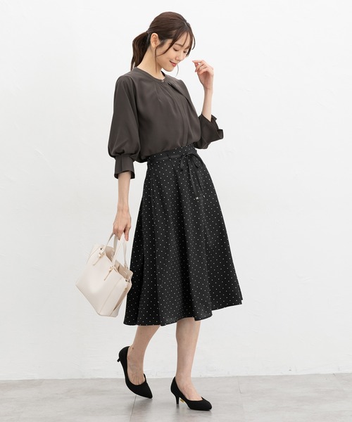 Honeys(ハニーズ)の「7分袖バンドカラーブラウス(シャツ/ブラウス・レディース・ブラック/ブラウン/ホワイト/ボルドー/ライトグレー・L/LL/M/S/3L)」の15枚目の写真