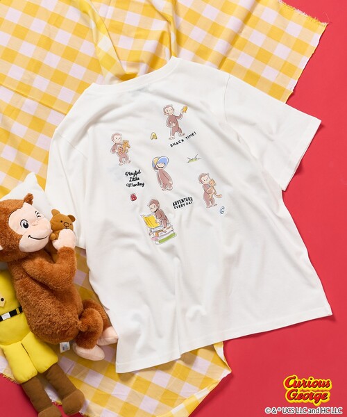 おさるのジョージ」 バックプリントTシャツ/ビッグシルエットT