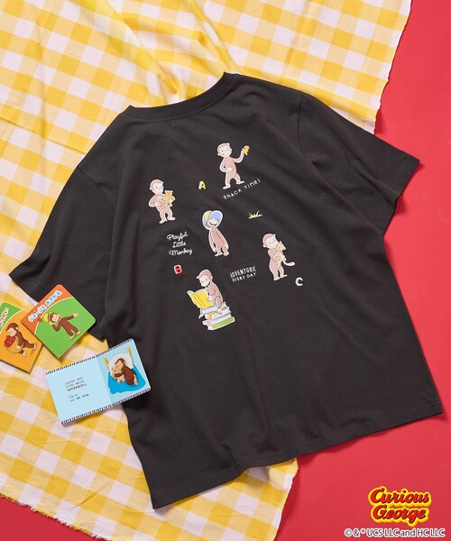 おさるのジョージ」 バックプリントTシャツ/ビッグシルエットT