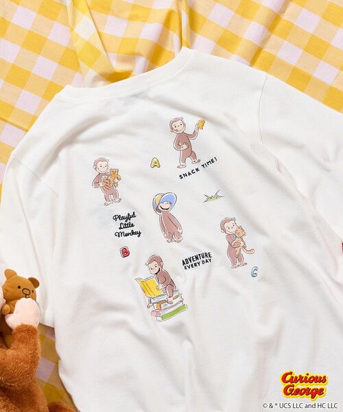 おさるのジョージ」 バックプリントTシャツ/ビッグシルエットT