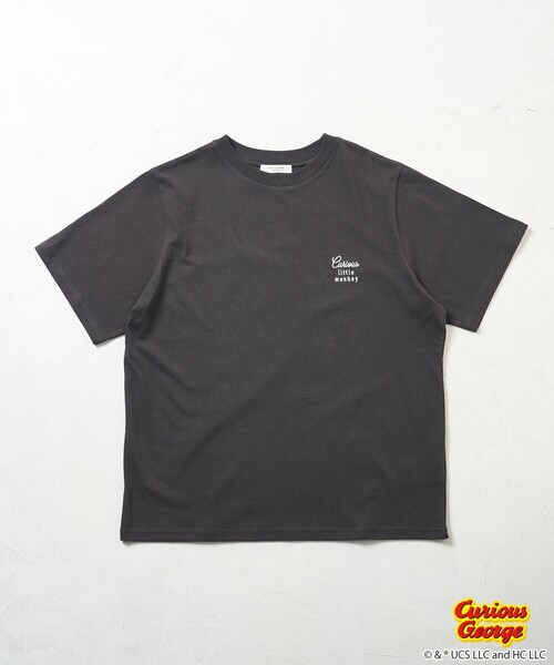 tシャツ 「おさるのジョージ」 バックプリントTシャツ/ビッグシルエットTシャツ レディース おさるのジョージ」 キャット & ドッグ バックプリントTシャツ