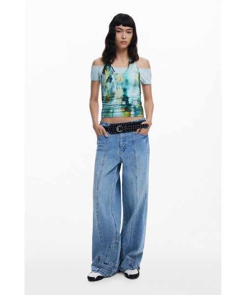 Desigual(デシグアル)の「Y2K レイヤード ホルターネック 取り外し可能Tシャツ ミニ丈(Tシャツ/カットソー・レディース・イエロー・L/M/S/XL/XS)」の2枚目の写真