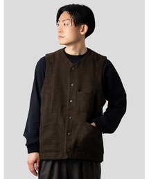 ZOY メンズブラウン ベスト サイズLL AW】MEN 針抜き畦ニットベスト ブラウン 071434702