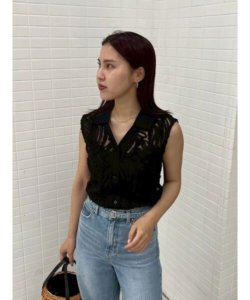 LAGUNAMOON（ラグナムーン）の「エンブロイダリーレースポロトップス（シャツ/ブラウス・レディース・アイボリー/ブラック・FREE）」の2枚目の写真