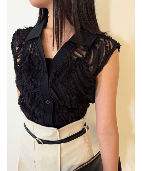 LAGUNAMOON（ラグナムーン）の「エンブロイダリーレースポロトップス（シャツ/ブラウス・レディース・アイボリー/ブラック・FREE）」の10枚目の写真