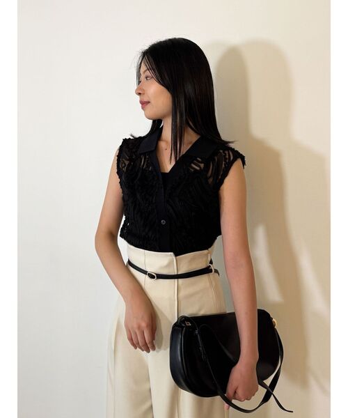 LAGUNAMOON（ラグナムーン）の「エンブロイダリーレースポロトップス（シャツ/ブラウス・レディース・アイボリー/ブラック・FREE）」の12枚目の写真