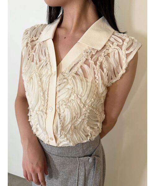 LAGUNAMOON（ラグナムーン）の「エンブロイダリーレースポロトップス（シャツ/ブラウス・レディース・アイボリー/ブラック・FREE）」の14枚目の写真