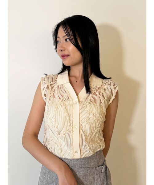 LAGUNAMOON（ラグナムーン）の「エンブロイダリーレースポロトップス（シャツ/ブラウス・レディース・アイボリー/ブラック・FREE）」の15枚目の写真