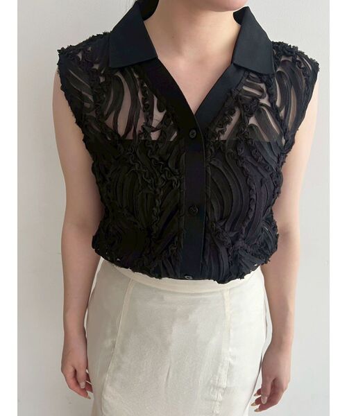 LAGUNAMOON（ラグナムーン）の「エンブロイダリーレースポロトップス（シャツ/ブラウス・レディース・アイボリー/ブラック・FREE）」の18枚目の写真