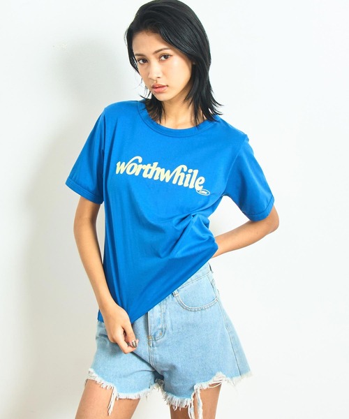 anap mimpi（アナップミンピ）の「カラー ロゴ プリント コンパクト Tシャツ（Tシャツ/カットソー・レディース・ブルー/ブラック/イエロー・FREE）」の3枚目の写真