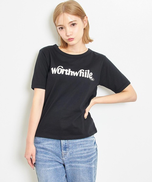 anap mimpi（アナップミンピ）の「カラー ロゴ プリント コンパクト Tシャツ（Tシャツ/カットソー・レディース・ブルー/ブラック/イエロー・FREE）」の2枚目の写真