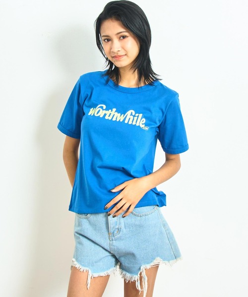 anap mimpi（アナップミンピ）の「カラー ロゴ プリント コンパクト Tシャツ（Tシャツ/カットソー・レディース・ブルー/ブラック/イエロー・FREE）」の7枚目の写真