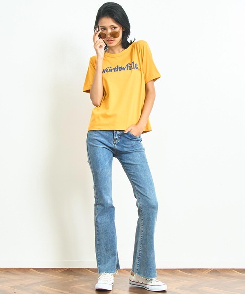 anap mimpi（アナップミンピ）の「カラー ロゴ プリント コンパクト Tシャツ（Tシャツ/カットソー・レディース・ブルー/ブラック/イエロー・FREE）」の13枚目の写真