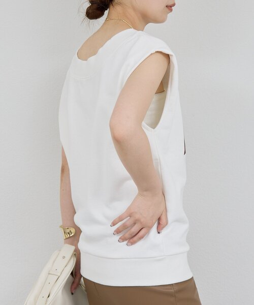 GALLARDAGALANTE（ガリャルダガランテ）の「オフショルロゴスウェットTシャツ（スウェット・レディース・チャコールグレー/オフホワイト・FREE）」の5枚目の写真