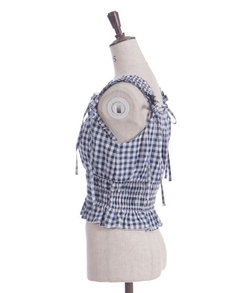 axes femme チェックビスチェブラウス axes femme（アクシーズファム）の「チェリー刺繍チェック