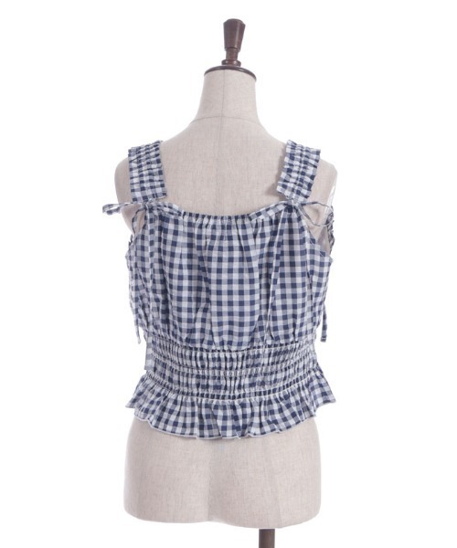 axes femme チェックビスチェブラウス チェリー刺繍チェックビスチェ | レディース服・レディース