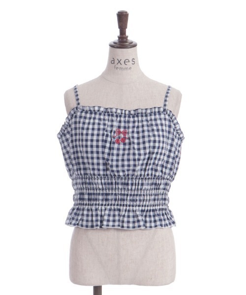 axes femme チェックビスチェブラウス axes femme（アクシーズファム）の「チェリー刺繍チェック
