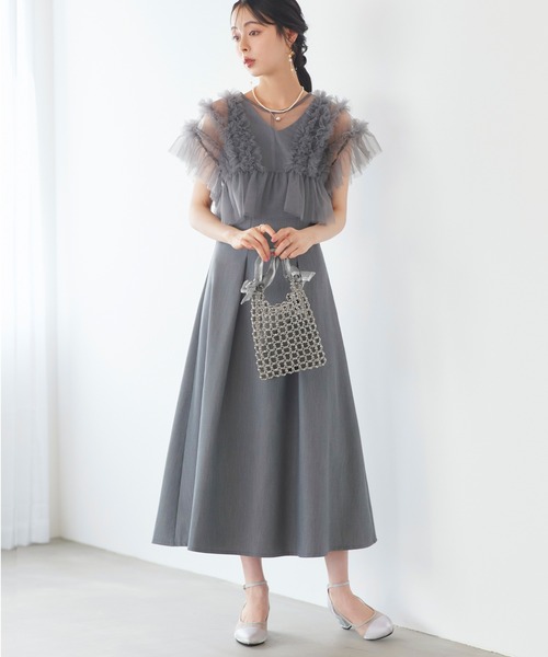 RUIRUE BOUTIQUE(ルイルエブティック)の「2way オーガンジー リボン ハンドル ビーズバッグ | レディース 結婚式 パーティーバッグ オケージョン セレモニー フォーマル お呼ばれ ハンドバッグ ショルダーバッグ(ハンドバッグ・レディース・ベージュ/ブラック/シルバー・FREE)」の5枚目の写真