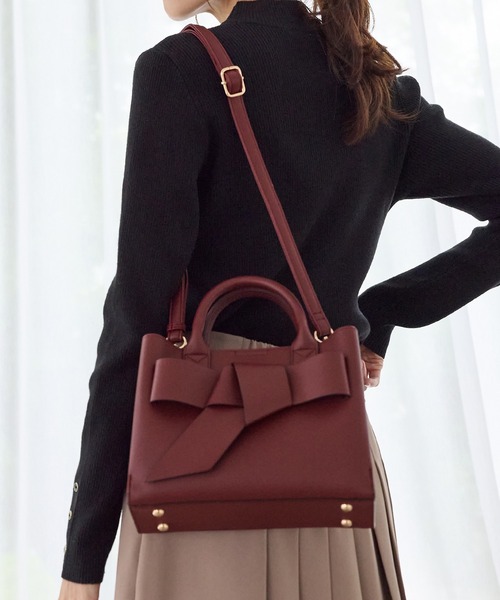 Honeys（ハニーズ）の「両あおりリボン風バッグ（ハンドバッグ・レディース・アイボリー/ブラック/ボルドー・FREE）」の8枚目の写真