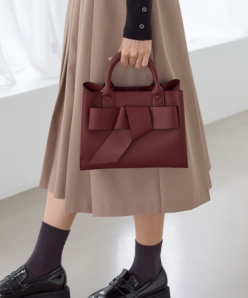 Honeys（ハニーズ）の「両あおりリボン風バッグ（ハンドバッグ・レディース・アイボリー/ブラック/ボルドー・FREE）」の9枚目の写真