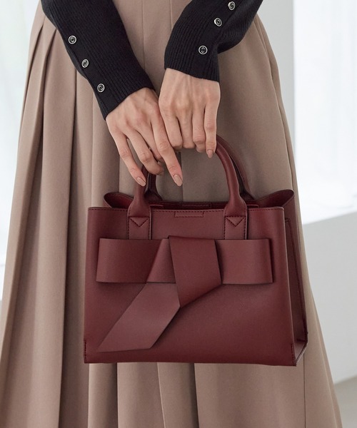 Honeys（ハニーズ）の「両あおりリボン風バッグ（ハンドバッグ・レディース・アイボリー/ブラック/ボルドー・FREE）」の10枚目の写真