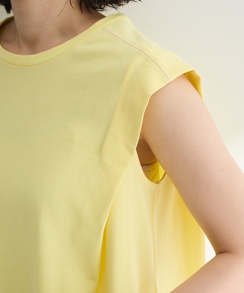 Green　Parks（グリーンパークス）の「配色ステッチノースリーブチュニック（チュニック・レディース・イエロー/カーキ/ブルー・FREE）」の13枚目の写真