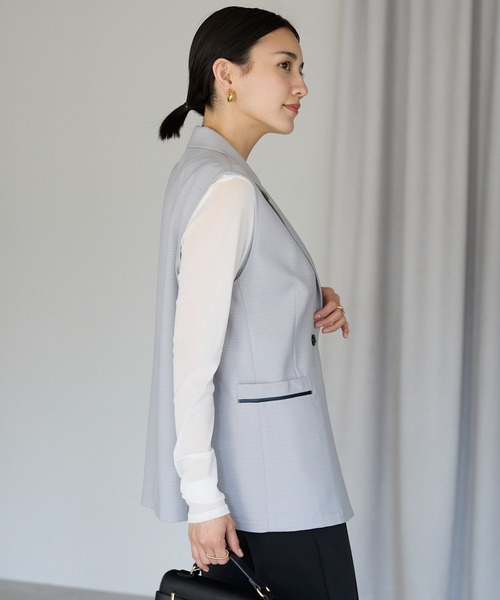 最終お値下げ　DICH HENDERSON ベスト　完売　ジレ She's Closet ベスト ジレ 綿100%ミドル丈深Vネックかぎ編み